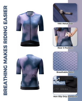 ROCKBROS | TVI Damen Kurzarm Rennrad-Trikot – Atmungsaktives Radtrikot mit Reißverschluss für den Sommer